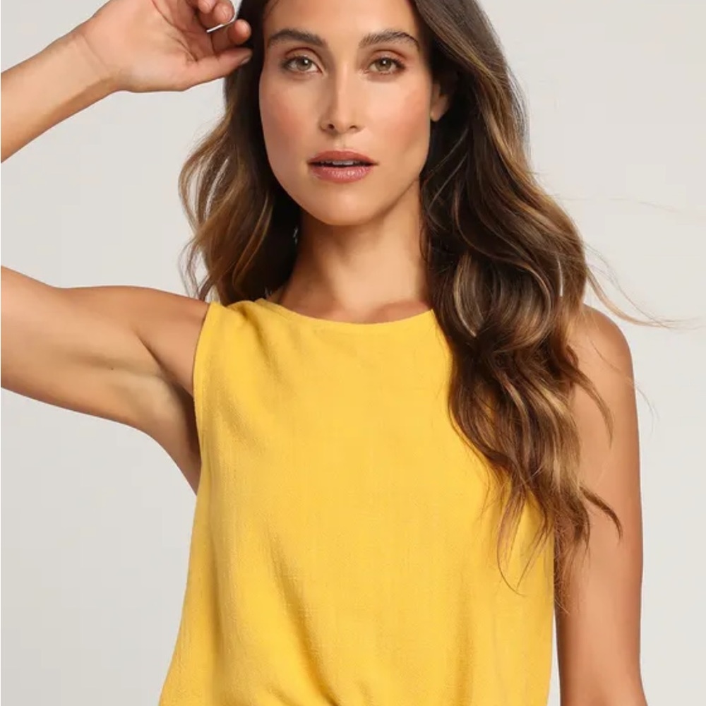 Lulus Total Refinery Yellow Linen Tank Top, NWOT